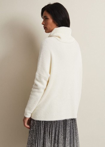 Phase Eight Natalia Fluffy Roll Neck Knitwear White Canada | OGUMXK-627